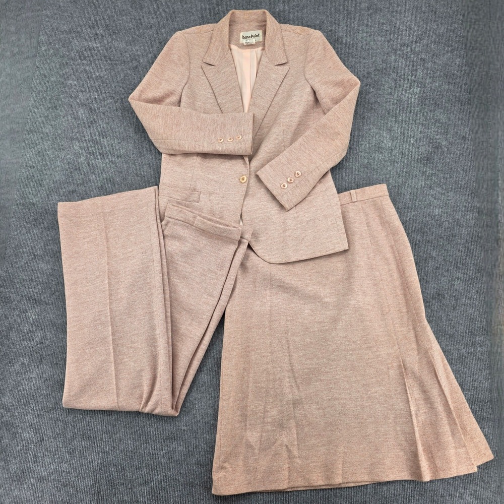 Vintage Dana Point California Peach Silk Blend Skirt Suit Set Size 12 USA